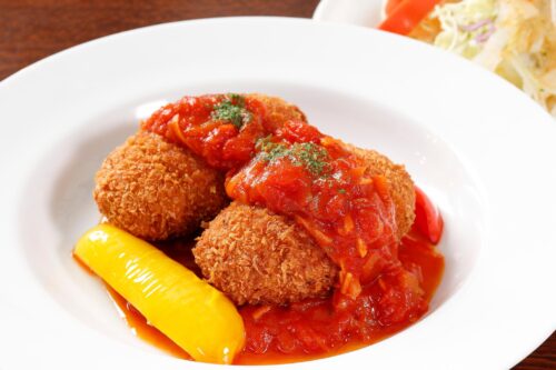 とろ～りチーズのミンチカツとサラダ